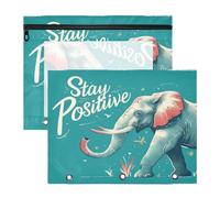 aidingzhi Caja de lápices adorables carpetas de bolsillo para cartas de papel A4, paquete de 2 suministros escolares para profesores Stay Positive Elephant