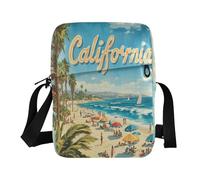 aidingzhi California Summer Beach Scene - Bolso bandolera para hombre, bolso cruzado pequeño para mujer, bolso casual con correa ajustable para ir de compras y trabajo