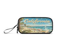 aidingzhi California Summer Beach Scene - Estuche de nailon de gran capacidad para niños, bolsa de papelería para niños de escuela secundaria