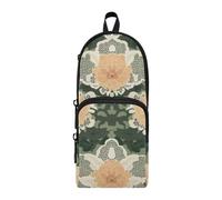 aidingzhi Carnation - Estuche para lápices de nailon verde oliva y arena con 3 compartimentos para niños, estuche de gran capacidad para escuela, organizador de papelería para escuela preparatoria