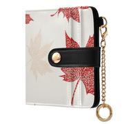 aidingzhi Cartera plegable de moda para mujer con ranuras para tarjetas, cartera portátil de piel sintética para mujeres y niñas, hojas de otoño de arce rojo