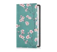 aidingzhi Cherry Blossom Spring Green Peach Leather Seguro de registro de automóvil y tarjetero de identificación, esencial para licencia de conducir, tarjetas y documentos esenciales
