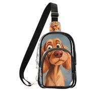 aidingzhi Clear Paradise Flower - Riñonera cruzada negra étnica de PVC, impermeable, multiusos, pequeña bolsa cruzada transparente, Divertidos dibujos animados Cocker Spaniel Dogs Sorrow, Medium