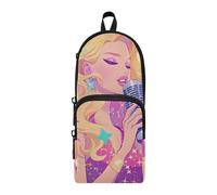aidingzhi Colorful Beauty Singer - Estuche de nailon con 3 compartimentos con cremallera, multiusos y estético, para adolescentes, artículos de papelería para primaria