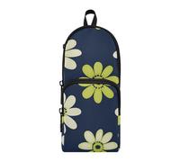 aidingzhi Daisy - Estuche de nailon con 3 compartimentos, color verde lima y azul marino, organizador de artículos de papelería para primaria