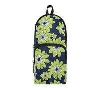 aidingzhi Daisy - Estuche de nailon con 3 compartimentos, color verde lima y azul marino, para niños, gran capacidad, organizador de artículos de papelería para suministros escolares