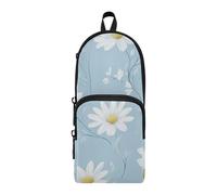aidingzhi Daisy - Estuche grande de nailon con 3 compartimentos, color azul bebé, estuche de gran capacidad, organizador de papelería escolar para primaria