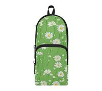 aidingzhi Daisy Grass - Estuche de nailon verde con 3 compartimentos, multiusos y estético, organizador de artículos de papelería para suministros escolares