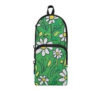aidingzhi Daisy Grass - Estuche grande de nailon con 3 compartimentos, multiusos y estético, estuche de almacenamiento para lápices, bolsa de papelería para suministros escolares