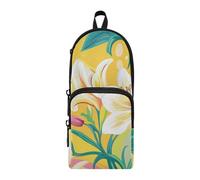 aidingzhi Easter Lily Happy Easter - Estuche multifuncional de nailon con 3 compartimentos para estudiantes y niñas, estuche multifuncional con cremallera, organizador de papelería para escuela