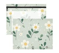 aidingzhi Estuche adorable con 3 agujeros para cartas de papel A4, paquete de 2 unidades, estudiantes, oficina, verano, flores verdes