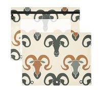 aidingzhi Estuche con 3 ojales reforzados, bolsillo de 3 agujeros para cartas de papel A4, paquete de 2 unidades, diseño de suministros universitarios, almendra, beige, negro