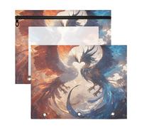 aidingzhi Estuche con cremalleras suaves, bolsillo de 3 agujeros para cartas de papel A4, paquete de 2 estudiantes de vuelta a clases, rojo y azul, hielo y fuego fénix