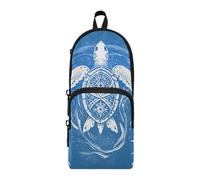 aidingzhi Estuche de nailon con 3 compartimentos para lápices de tortuga azul de verano, gran capacidad, con cremallera, bolsa de papelería para escuela preparatoria