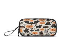 aidingzhi Estuche de nailon con diseño de gato negro de Feliz Halloween, estuche de lápices de gran capacidad para papelería escolar para mujer de secundaria