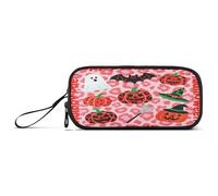 aidingzhi Estuche de nailon con estampado de leopardo rojo con purpurina para Halloween, suministros escolares, estuche de lápices de alta capacidad para adolescentes y niñas, papelería escolar para
