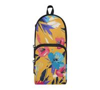 aidingzhi Estuche de nailon floral vibrante con 3 compartimentos, gran capacidad, con cremallera, bolsa de papelería para escuela preparatoria
