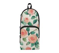 aidingzhi Estuche grande de nailon con 3 compartimentos dibujados a mano, diseño de rosas dibujadas a mano, multiusos y estético, con cremallera, de malla, papelería, para escuela preparatoria