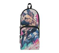 aidingzhi Estuche grande de nailon con 3 compartimentos para niños, pastor alemán, diseño de graffiti, caricatura, para niñas, papelería escolar para escuela preparatoria