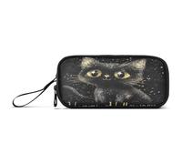 aidingzhi Estuche grande de nailon con diseño de gato negro de Feliz Halloween, estuche de lápices de gran capacidad para adolescentes, organizador de papelería para adolescentes