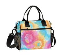 aidingzhi Fiambreras con diseño de explosión de colores vibrantes con asas, bolsa de almuerzo con correa para el hombro, para niña, gimnasio, talla S
