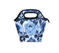 aidingzhi Fit and Fresh - Lonchera para mujer con asa curvada para hombre, a prueba de fugas, aisladas, para viajes, playa, universidad, peonía, azul gloria