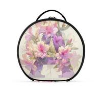 aidingzhi Floralmorphic - Bolsa de maquillaje con diseño de letra A, magenta, azalea, estilo acuarela, con compartimentos y asa, elegante bolsa de viaje para cosméticos para mujeres con separadores