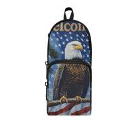 aidingzhi Freedom - Estuche de nailon con 3 compartimentos para niños, multiusos y estético, con cremallera, papelería escolar para escuela secundaria