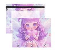 aidingzhi Fundas para carpetas con cremallera para bolígrafos para cartas de papel A4, paquete de 2 suministros escolares para profesores, color morado