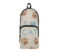 aidingzhi I Love Cats Paw - Estuche multifuncional de nailon con 3 compartimentos para adolescentes y niñas, estuche multifuncional con compartimentos, papelería para suministros escolares