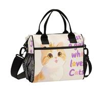 aidingzhi Just A Girl Who Loves Cats - Lonchera con asas para hombre, con correa para el hombro, para adolescentes, escuela, talla S