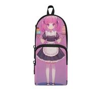 aidingzhi Lindo animé Maid Girl Nylon 3 Compartimentos Escolar Estuche Escolar Multiuso y Estética Estuche para Escolar Papelería Bolsa para Oficina
