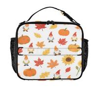 aidingzhi Lonchera para adultos, con bolsillos con cremallera, mantiene la comida caliente, bolsas térmicas aisladas para el trabajo y la escuela, hola, otoño, hoja de arce, calabaza, enano