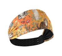aidingzhi Mighty Manx - Diadema elástica antideslizante con diseño de gatos, color naranja