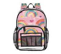 aidingzhi - Mochila transparente para escuela secundaria para niños para adolescentes, transparente y resistente, arcoíris y corazones, Arcos y corazones