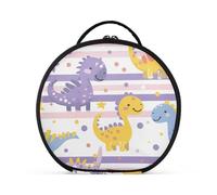 aidingzhi Neceser vertical de dibujos animados con diseño de dinosaurios y rayas moradas claras, para mujeres, con separadores ajustables, 28,9 cm