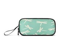 aidingzhi Oliver Jeffers Style Dragonfly Marshmallow Jade Nylon Pencil Bag Large Capacity Zipper Pencil Case School Stationery for Middle School Women