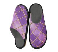 aidingzhi Pantuflas de interior para mujer, de espuma viscoelástica, mullidas, acogedoras, Cubo morado degradado de rejilla dorada, 37/37.5 EU