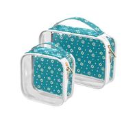 aidingzhi Paquete de 2 bolsas de aseo grandes transparentes aprobadas por la TSA, bolsa de maquillaje transparente para viajes, compatible con aerolíneas y aeropuertos, Star Of David, color azul,