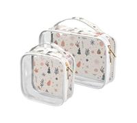 aidingzhi Paquete de 2 neceseres transparentes grandes aprobados por la TSA, bolsa de cosméticos transparente portátil para hombre, kit de afeitado Merry Christmas Elements, Elementos de Feliz Navidad