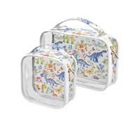 aidingzhi Paquete de 2 neceseres transparentes para hombre, aprobados por la TSA, resistentes al agua, para mujeres, compatible con aerolíneas y aeropuertos, dinosaurio, blanco_4, Art Dinosaur