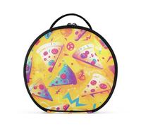 aidingzhi Pizza Mystery - Bolsa de viaje amarilla con compartimentos y asa, elegante bolsa de maquillaje para mujer con separadores ajustables, 28 cm