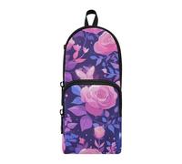 aidingzhi Purple Peach Elegant Blooms - Estuche de nailon con 3 compartimentos para lápices, gran capacidad, para escuela secundaria