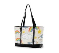 aidingzhi Rainbow Cloud Bird Beige Stars - Bolsa grande para portátil con cremallera para oficina con cremallera