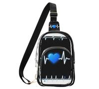 aidingzhi Riñonera transparente con corazón azul para mujer, bolsa de PVC resistente al agua, bolsa de mano transparente, Blue Heart Beating, Medium