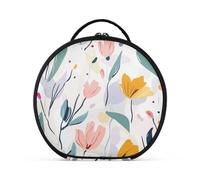 aidingzhi Spring Flowers Art - Bolsa de maquillaje de color claro con compartimentos y asa, bolsa de cosméticos ligera para mujeres con separadores ajustables, 11 pulgadas