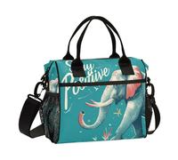 aidingzhi Stay Positive Elephant - Bolsa de almuerzo reutilizable para niños, con correa para el hombro, para uso familiar, para exteriores, talla S
