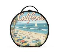 aidingzhi Summer Beach California Scene - Neceser de viaje, accesorios de tamaño de viaje, bolsas de cosméticos portátiles para mujeres con separadores ajustables, 11 pulgadas