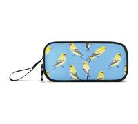 aidingzhi Sweet American Goldfinch Birds - Estuche escolar de nailon azul de alta capacidad con cremallera para lápices de malla, bolsa de papelería para mujer primaria