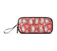 aidingzhi Sweet Cute Cats - Estuche grande de nailon rojo de alta capacidad, estuche escolar de papelería para la escuela, adolescentes y niños